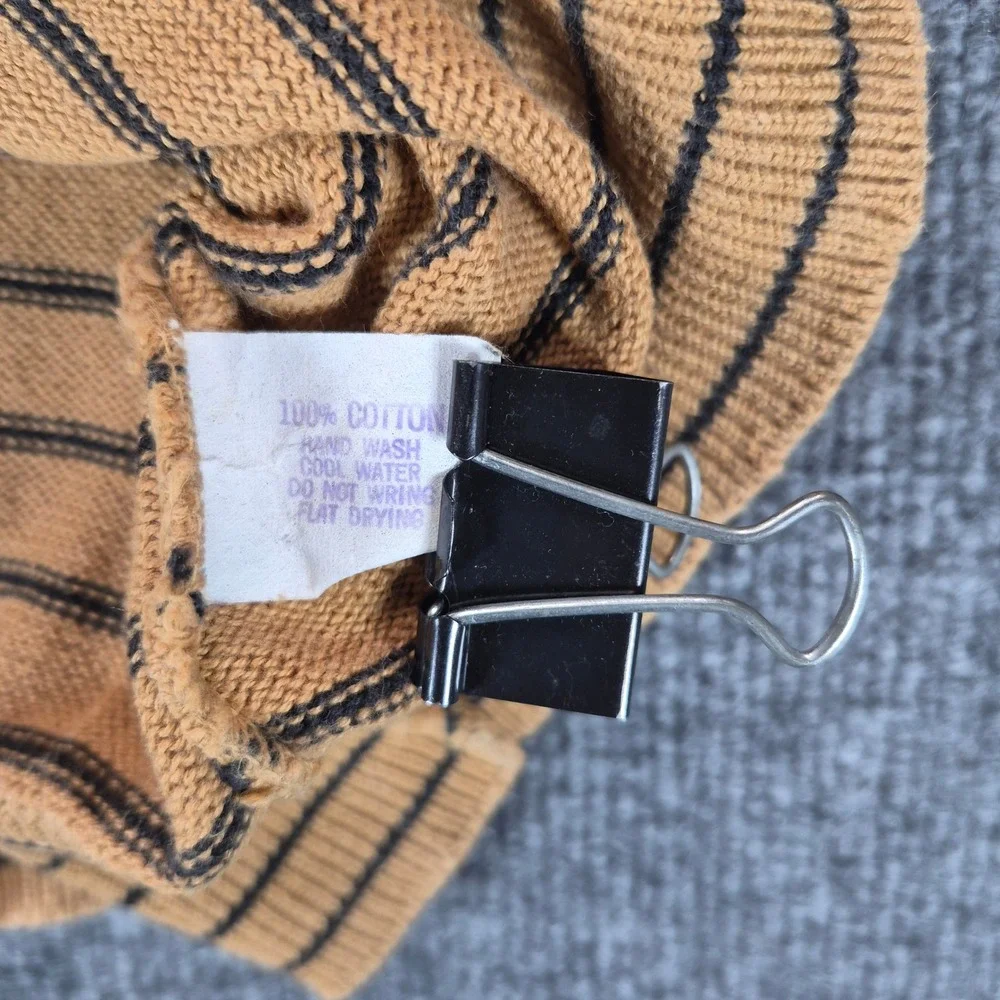 Izod Lacoste Sweater Short Sleeve Striped Small Tan Women